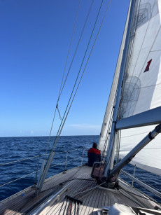 Crewfoto nach erfolgreicher Biskaya Überquerung | Foto: Clara